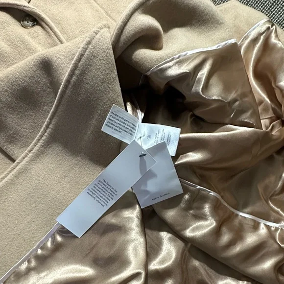 Calvin Klein Wool Polyester Cashmere Blend Tan Camel Coat Jacket - Picture 10 of 16